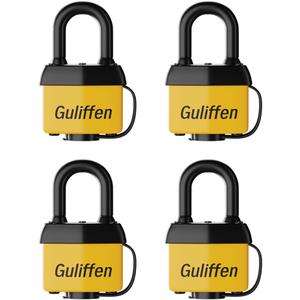 Weatherproof Laminated Padlock with Key,4 Pack Outdoor Pad Locks with Same Key for Gate, Shed, Trailer, Storage, Chain