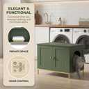 Homhedy Cat Litter Box Enclosure, Cat Washroom Furniture with Metal Frame, Pet House, Fit Most of Litter Box, Modern Style, Green and Gold