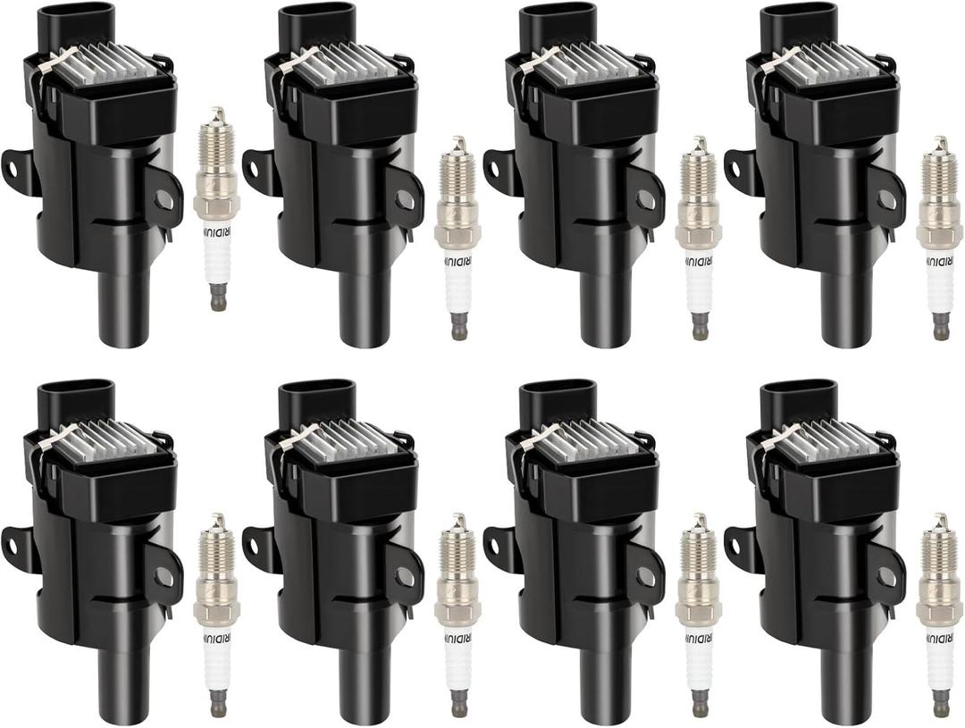 ECCPP 12622553 1 8 ignition coils with 8 iridium Spark Plugs for Chevrolet for Buick for Cadillac Tahoe Rainier Escalade Ascender 4.8L 5.3L 6.0L UF262 748HH 9748HH 41-962