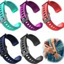 5 Pcs Watch Bands Replacement for ID115plus HR Very Fit Pro Activity Fitness Tracker Wrist Bands Set Multicolor Veryfitpro Smart Watch Strap Replacements for Women Men (Black Red Green Purple Blue)