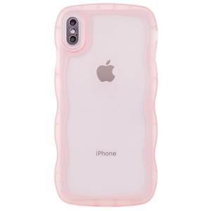 SKYLMW Compatible with iPhone X/XS Case Wavy Frame Cute,Clear/Pink
