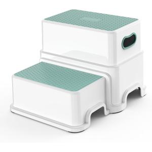 Victostar Toddler Step Stool,2 Kids Step Stool for Bathroom Sink,Baby Potty Stool with Anti-Slip Surface and Rubber Bottom,Plastic Stool with Handle for Toilet Potty Training Bathroom Kitchen