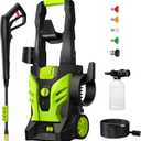 Pressure Washer, Power Washer with 4 Quick Connect Nozzles 1 Foam Cannon, High Pressure Cleaning Machine for Cars/Fences/Driveways/Patios/Farms/Home Cleaning(Bright Green)