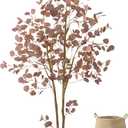Warmplants Artificial Eucalyptus Tree, 6ft Fake Eucalyptus Plant with Basket, Red Silver Dollars Silk Leaves Faux Tree for Home Office Perfect Housewares Gift Decoration