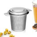 3 x LHS Loose Leaf Tea Infuser, Tea Filter, Stainless Steel Infuser Basket, Extra Fine Mesh Tea Strainer for Loose Tea, Perfect Size Double Handles, Tea Infuser with Lid Fits Most Tea Pots, Mugs, Cups