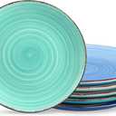 vancasso Bonita 10.5 Inch Ceramic Dinner Plates and Bowls Set of 6, Cool Colors Microwave and Oven Safe, Durable Glaze Resists Scratches and Chips, Set of 6 Stackable, Colorful Bonita Design, Salad Plates