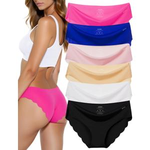 ANZERMIX Womens Seamless Laser cut Brief Panties Pack of 6 (Large, Bikini)