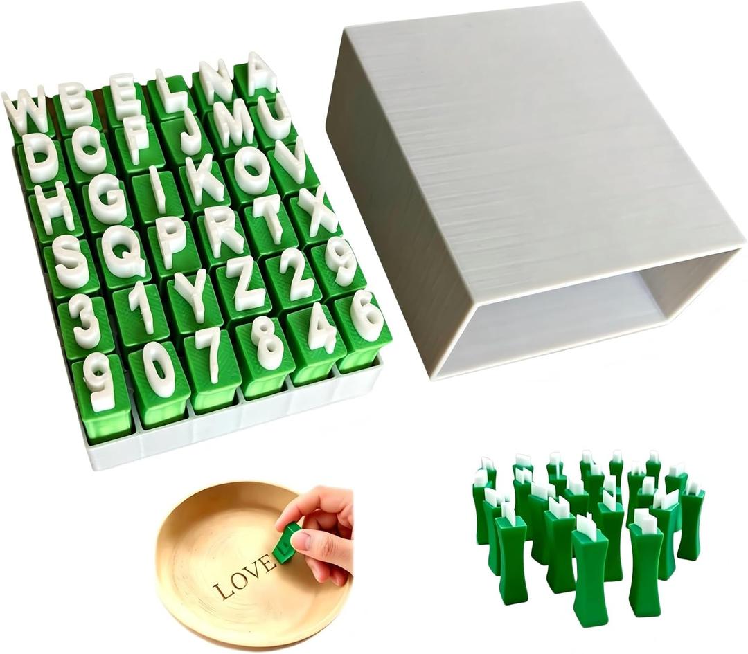 New Alphabet Stamps Set for Clay,Pottery Letter Stamps for Clay，Uppercase Alphabet and Numbers Small Press Fondant Embosser DIY Cookie Letter Stamps（36 Pcs）