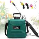 Battery Powered Sprayer 2 Gallon, Powerful Electric Garden Sprayer with 3 Mist Nozzles, USB Rechargeable Handle, Retractable Wand and Adjustable Shoulder Strap for Irrigation, Weeding(Green)