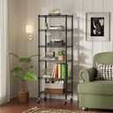 SINGAYE 6 Small Shelf Storage Wire Shelves Closet Bathroom Organizers Metal Pantry Kitchen Garage Shelving Unit Laundry Room Organization Home Narrow Rack Net Basket with Wheels Black, 6Tier/11.5"D X 17.5"W X 61.5"H