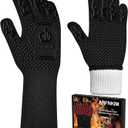 BBQ Oven Gloves 1472 Heat Resistant Oven Mitts Silicone Non-Slip Cooking Gloves for Barbecue, Grilling, Baking, Welding, Smoker (A Pair) (Black)