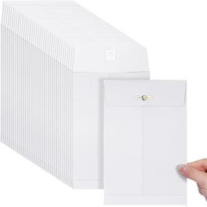 Teling 50 Pcs 5 x 7.5 Manilla Envelopes Clasp Kraft Catalog with Closure for Storing Mailing 28 lb Kraft Envelope Paper for Office Document School Business Home(White)