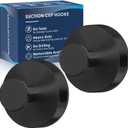 MOTAIPEAK Suction Cup Hooks for Shower,Removable Shower Towel Suction Hooks for Bathroom Wall,Kitchen,Glass,Mirror,Tile to Hang Robes,Loofah-Black(2-Pack)