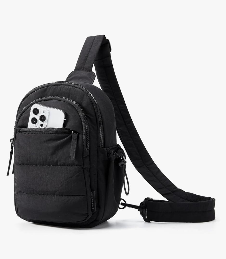 BAGSMART Small Sling Bag for Women, Puffer Crossbody Bag Purses Hobo Handbag Fanny Packs for Travel Hiking