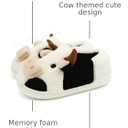 Cute Fuzzy Cow Slippers for Women, Cartoon Plush Warm Cow Slippers for Girls Funny, Novelty and Soft Cotton Slipper, Women's Winter House Shoes Suitable for Indoor Bedroom Dormitory (Beige)
