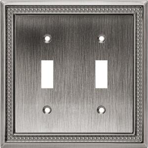 Henne Bery Sunken Pearls Heavy Duty Decorative Wall Plate Switch Plate Outlet Cover (Double Toggle, Heirloom Silver)