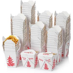 Nitial 150 Pcs 8 oz Chinese Take out Boxes Pagoda Take out Food Container Disposable Chinese Containers Food Boxes for Picnic, Restaurants, Asian Theme Party Favors Decorations