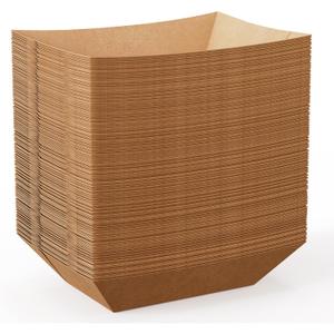 JOLLY CHEF 3lb Paper Food Trays,250 Pack Disposable Boat, Extra Large Food Serving Holder Tray for Party, Nachos, Hot Dogs, Taco, French Fries
