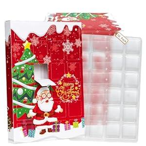10 Sets Empty Christmas Advent Calendar Box 2025 w/ 24-Cavity Blister Trays, Fill Yourself DIY Treat Gift Box, Cardboard Empty Countdown Box to Fill, Ideal for Christmas Giving Gathering 12" x 8" x 1.2"
