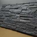 EverStone Acadia Ledge Faux Stone Panel, 49"W x 25 1/2"H x 1 1/4"D, Grey Granite Color