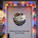 16" Large Patriotic Wreath Door Sign for Front Door, 250th Anniversary 17762026 Wooden Door Hanger Wall Plaque, American Eagle, Liberty Bell & Statue of Liberty Decor, Independence Day 4th of July Wall Hanging (Design 05)
