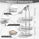 Shower Caddy,Rustproof Shower Shelves Over Shower Head,Triple Adjustable Storage,Silver