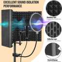 Microphone Isolation Shield, Foam Protection with Pop Filter, Tripod Stand, Foldable Design