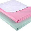 Waterproof Urinal Bed Pad, Brosive Reusable Cotton Sheet Protector and Incontinence Pad for Children and Adults (34" x 52" Inch (2 Pack)