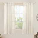 LAMIT Natural Semi Sheer Linen Curtains, Cream Ivory Light Filtering Panels Back Tab and Rod Pocket Neutral Drapes for Bedroom/Living Room, Natural, 2 Panels, 34 x 60 Inch