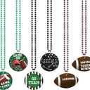 Tondiamo 20 Pack Football Pendant Bead Necklaces Touchdown Football Shape with Felt Pendant Medal Beads Sports Event Sport Theme Bead Necklaces for Rugby Party Supplies