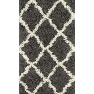 SAFAVIEH Dallas Shag Collection Accent Rug - 2'3" x 4', Dark Grey & Ivory, Trellis Design, Non-Shedding & Easy Care, 1.5-inch Thick Ideal for High Traffic Areas in Entryway, Living Room, Bedroom (SGD257G)                                