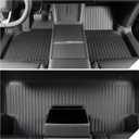 LUCKEASY 3PCS TPE Foot Mats with Door Sill Cover for Tesla Model Y Juniper 2025 2026 Standard/Premium/Performance 1st & 2rd Row Foot Pad Floor Mat All-Weather Black