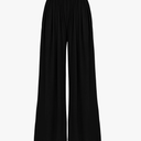 BTFBM Womens Casual Wide Leg Pants Summer Fall Clothes Pleated Elastic Waist Loose Palazzo Knit Trousers with Pockets, Size: M