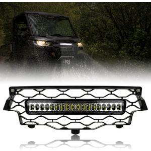 SAUTVS Mesh Grille with LED Light Bar for Can-Am Defender/Defender MAX HD5 HD8 HD10 2016-2019 - Front Bumper Grill Accessories (1PCS)