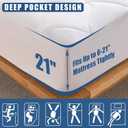 Queen Size Quilted Fitted Mattress Pad, Waterproof Breathable Cooling Mattress Protector, Stretches up to 21 Inches Deep Pocket Hollow Cotton Alternative Filling Noiseless Mattress Cover