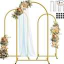 Hemmotop Metal Arch Backdrop Stand Set of 3, 6FT, 5FT, 4FT Party Arch Stands for Wedding, Birthday, Baby Shower, Bridal Shower - Balloon Arched Frame for Garden Decor, Gold Floral Arches, 3 Pieces