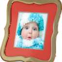 MIMOSA MOMENTS Metal Picture Frame with Printed Red Mat for 4x4 Photo (4x4, Brass)