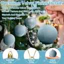 OCTERIC 30 Pcs 2.4 Inches Velvet Christmas Ball Ornaments, Shatterproof Dusty Blue Flocked Bulbs Decorations Set, Retro Decorative Hanging Plastic Ornaments for Xmas Tree Holiday Party Dcor
