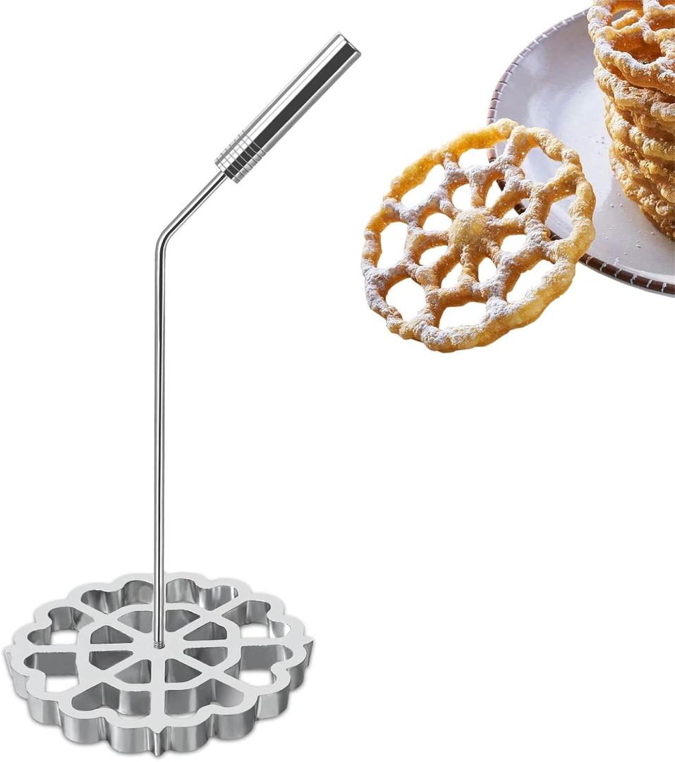 Bunuelos Mold with Handle, Rosette Timbale Iron Set, Aluminum Waffle Molds with Handle, Funnel Cake Ring, Molde Para Buuelos De Viento Maker Mexicanos, Rosette Cookie Cutter Tool