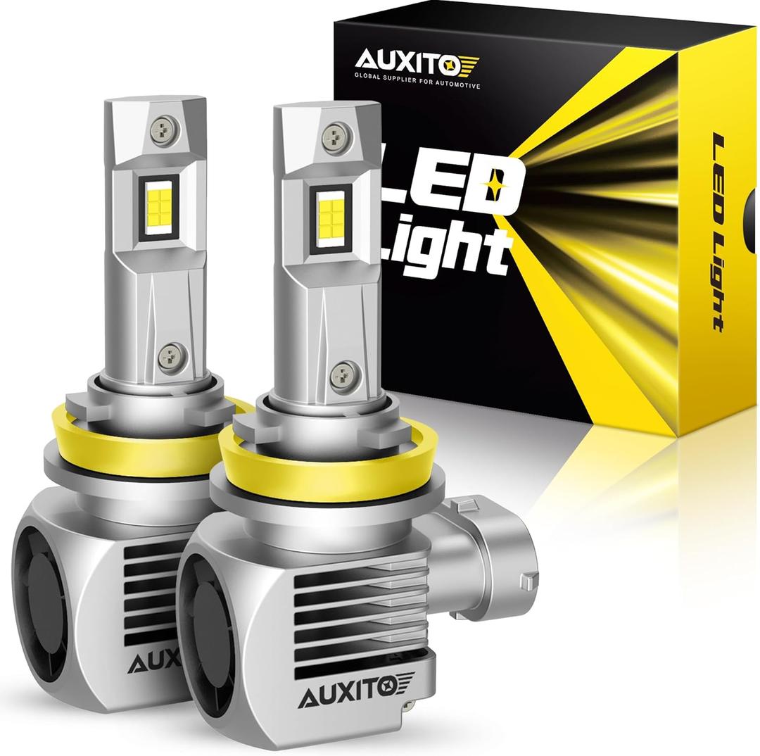 AUXITO H11 Fog Bulbs, Upgraded 100W 30000LM H8/H9 Automotive Light Bulb, 6000K White, CanBus Ready, Quick Installation, Pack of 2 (H1 1)