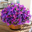 Artificial Flowers Plants for Outdoors Spring Summer Decor, 4 Bundles Fake Bougainvillea Silk Outside Flowers UV Resistant Look Real for Outdoor Planter Patio Porch Window Garden Home, PurpleFuchsia