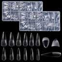 480Pcs Long Stiletto Nail Tips 12 Sizes Press on Nail Almond False Nails with Half Matte Fake Tips for Gel Polish & Dip Powder Manicure DIY Extension Salon Use