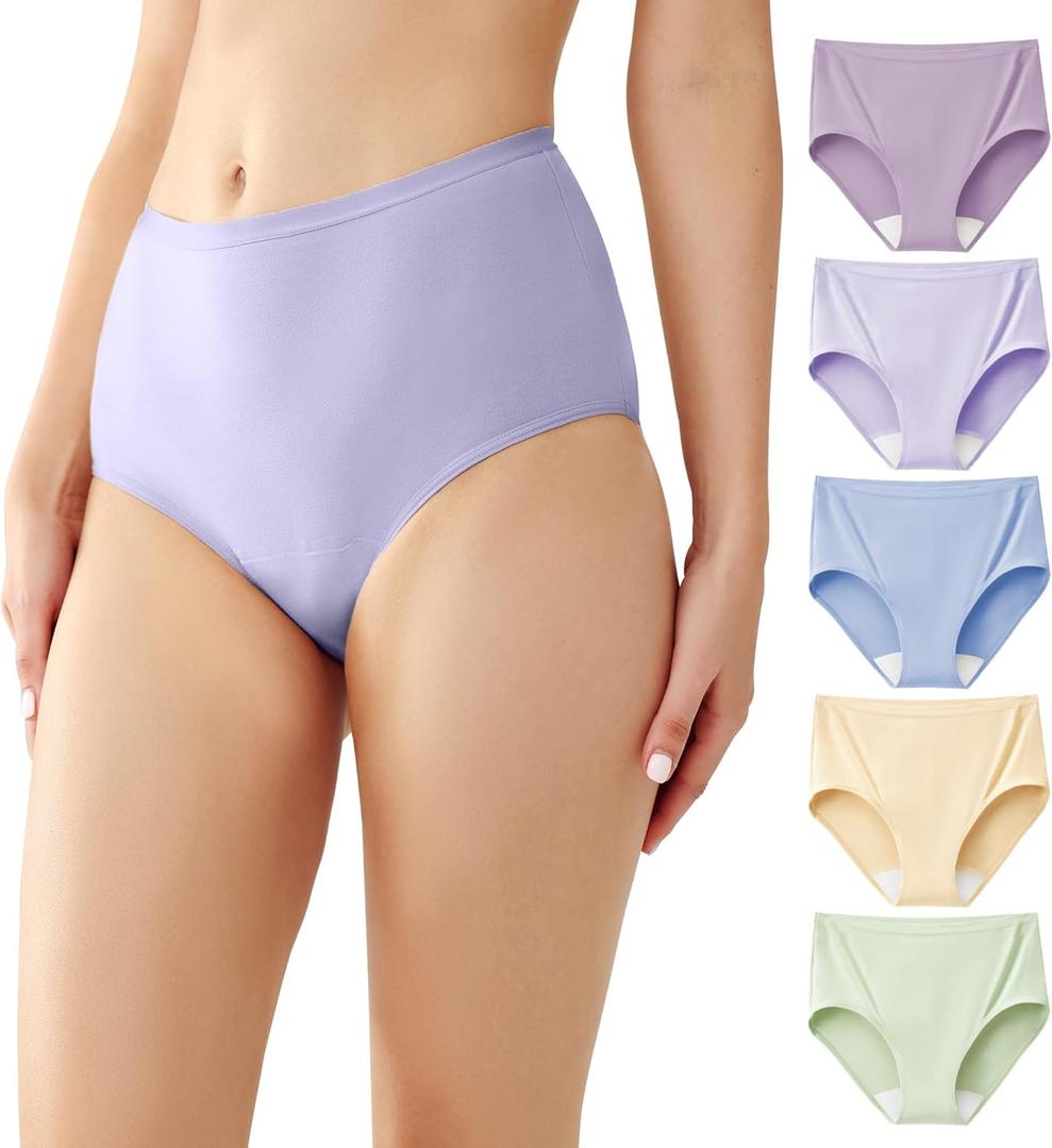 Battewa Quick Dry Incontinence Underwear for Women High Waisted Leak Proof Panties Washable Postpartum Bladder Control Cotton Briefs (Multicolor, X-Large, 5 Pack) (Multi-colored 2)