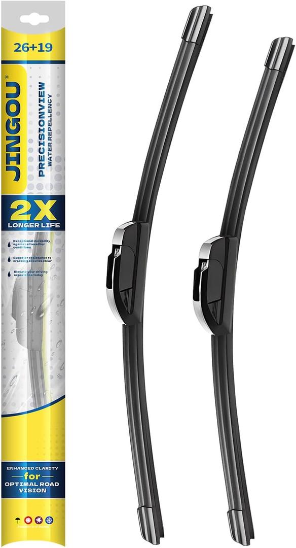 26''+19'' Front Windshield Wiper Blades Compatible with 2008-2017 Honda Accord/2010-2015 Toyota Prius OEM QUALITY Premium All-Season Automotive Replacement Wipers (Pack of 2)