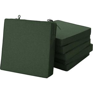 Outdoor Chair Cushions, Water-Resistant & Fade-Resistant, Patio Furniture Seat Replacement Chair Pads with Ties Zipper, Removable Cover, Non-Slip Bottom, Set of 6, 18.5 x 16 Inch, Olive Green
