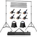 Photo Video Studio 10x7Ft (WxH) Adjustable Background Stand Backdrop Support System Kit with Carry Bag (black)