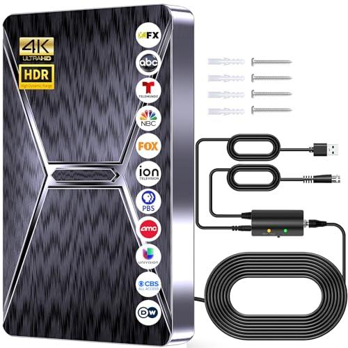2026 Upgraded Indoor TV Antenna, 3600+ Miles Range HD Digital Antenna for Smart TV, Strongest with Amplified Signal Booster Supports 4K 8K 1080p All TVs- 38FT Coaxial Cable for Local Channels