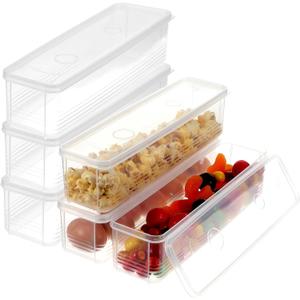 6 Pcs Pasta Container BPA-Free Noodle Food Storage Spaghetti Keeper Box with White Cover Rectangular Chopstick Storage Box Sealed Noodle Canisters for Refrigerator, Kitchen Pantr