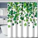 St Patricks Day Shower Curtain 72"x72" Happy Saint Patricks Day Irish Bath Curtains Lucky Shamrock Pattern Home Bathroom Decorations Green Shower Curtains with 12 Hooks