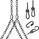 Heavy Duty 700 Lb Porch Swing Black Hanging Chain Kit (10 Foot Ceiling)